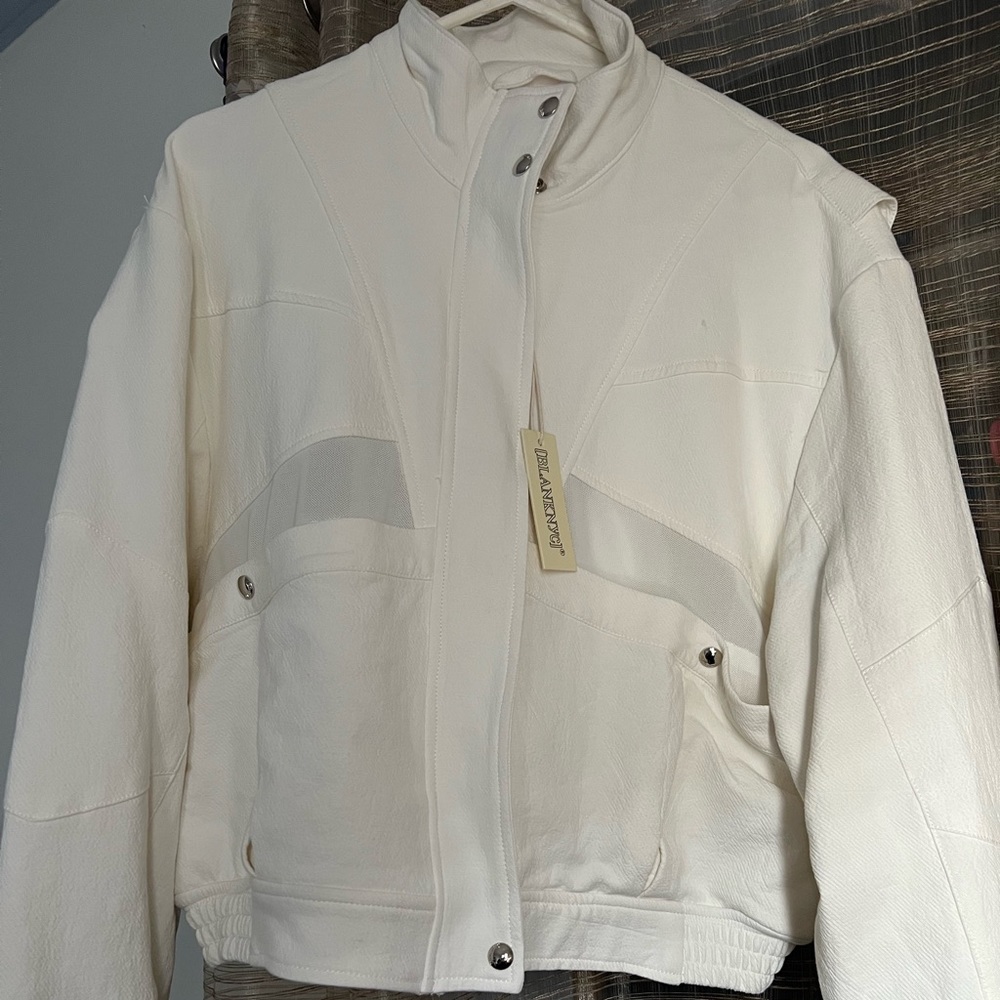Brand New Blank NYC White Sporty Jacket Bomber